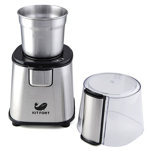 Кофемолка KITFORT КТ-1315, 180 Вт, вместимость 60 г, металл, серебро