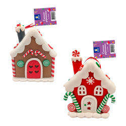Украшение елочное (1 шт.) "Пряничный домик", 9х10 см, полимерная глина, ассорти, ЗОЛОТАЯ СКАЗКА, 592409
