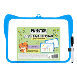 Доска маркерная двусторонняя 19,5x28 см, с маркером, в клетку/белая, фигурная рамка, FUNSTER (ФАНСТЕР), 238992