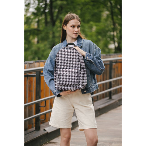 Рюкзак HEIKKI POSITIVE (ХЕЙКИ) универсальный, карман-антивор, "Houndstooth", 42х28х14 см, 273857