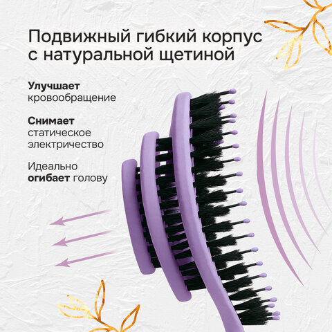 Расческа для волос массажная, 24x7,8 см,с нат. щетиной+щетка для чистки В ПОДАРОК MONTE VITA (МОНТЕ ВИТА), 457432