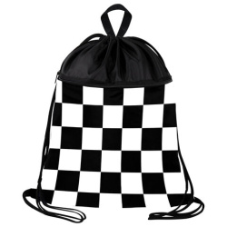 Мешок для обуви BRAUBERG БОЛЬШОЙ, с ручкой, карман на молнии, сетка, 49х41 см, "Black and white", 273452