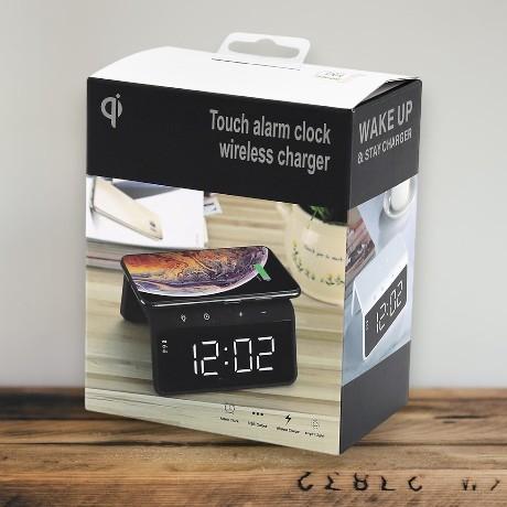 Часы настольные Bridge с функцией беспроводной зарядки, черный