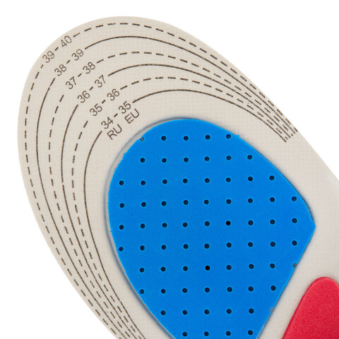 Стельки для обуви СПОРТИВНЫЕ, материал EVA SPORT, размер RU 34-39 / EU 35-40, с линиями выреза, SHEGRA (ШЕГРА), 700748