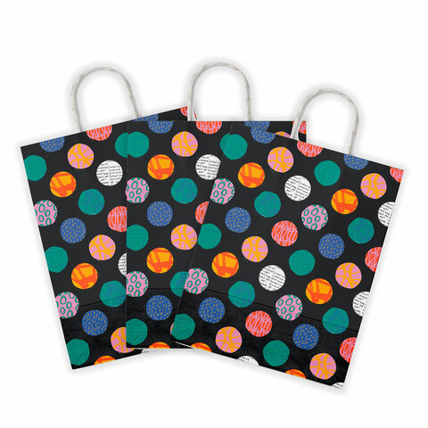 Крафт-пакет бумажный "Геометрия" 26х15х35 см, с кручеными ручками, плотность 100 г/м2, белый, 112306