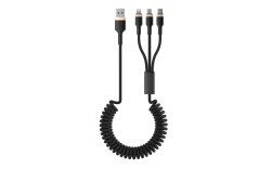 Кабель SPRING, USB 2.0 - 3-в-1, microUSB/lightning/typeC, 1.5м, 3A, OLMIO