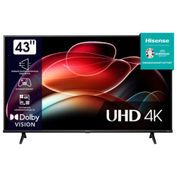 Телевизор HISENSE 43A6K, 43" (108 см), 3840 x 2160, 4K, 16:9, Vidaa, Wi-Fi, черный