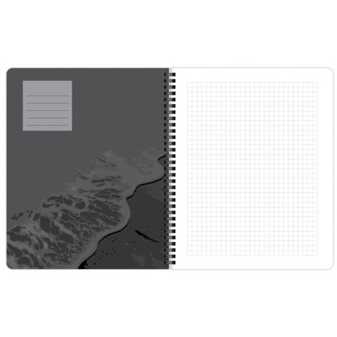 Тетради ДЭК А5 48 л. КОМПЛЕКТ 4 шт., BRAUBERG, гребень, клетка, 80г/м, SoftTouch, "Black Classic", 405578