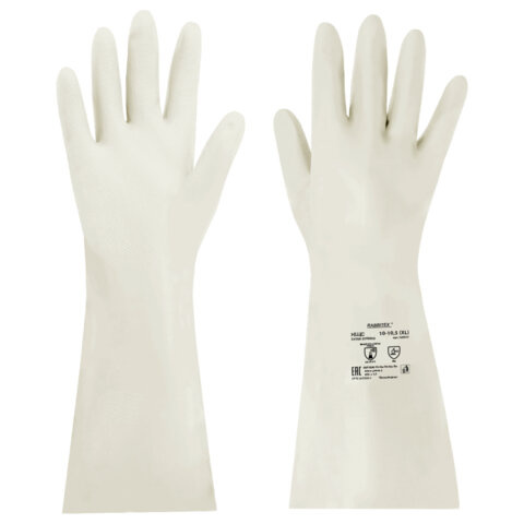 Перчатки нитриловые КЩС EXTRA STRONG химически устойчивые, белые, размер 10-10,5, XL (очень большой), RABBITEX (РАББИТЕКС), 700917