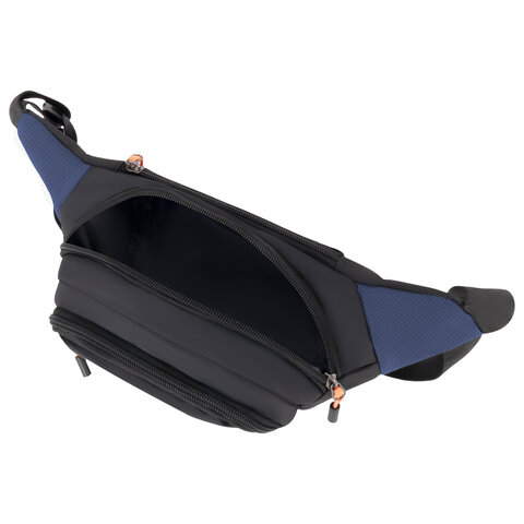 Сумка на пояс HEIKKI PROMPT (ХЕЙКИ), 2 отделения, регулируемый ремень, карман-антивор, синяя, 37х14х5 см, 273927