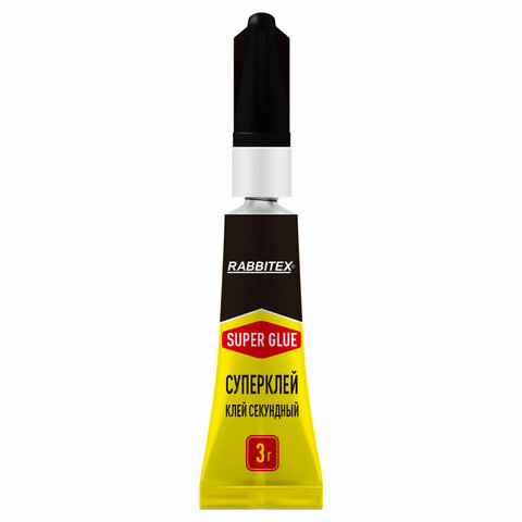 Клей секундный суперклей УЛЬТРАПРОЧНЫЙ, набор 2х3 грамма, RABBITEX, 609813