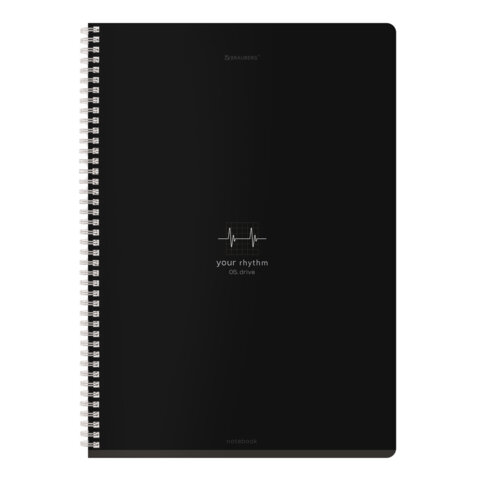 Тетрадь А4, 96 л., BRAUBERG, гребень, клетка, матовая ламинация, "Ритм" (микс в спайке), 405321