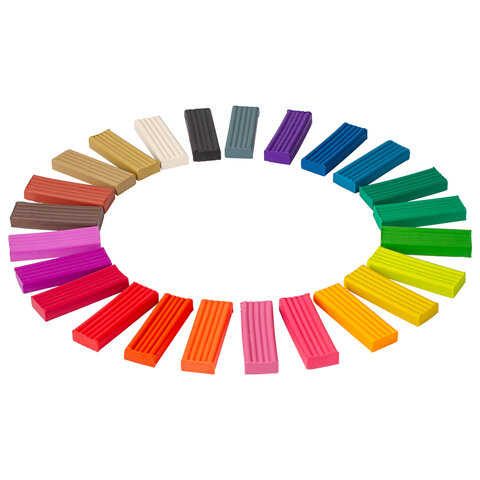 Пластилин классический BRAUBERG "АКАДЕМИЯ", 24 цвета, 480 г, со стеком, ВЫСШЕЕ КАЧЕСТВО, 105899