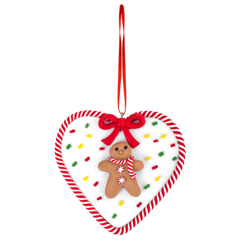 Украшение елочное (1 шт.) "Пряник", 12х9 см, полимерная глина, ассорти 3 дизайна, ЗОЛОТАЯ СКАЗКА, 592408