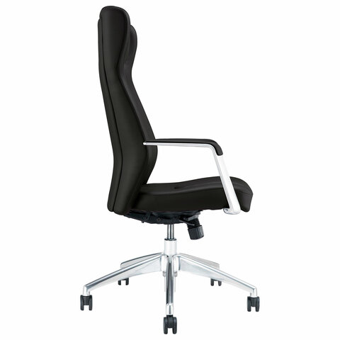 Кресло BRABIX PREMIUM ''Viking EX-759'', синхромеханизм, алюминий, натуральная кожа, черное, 532933