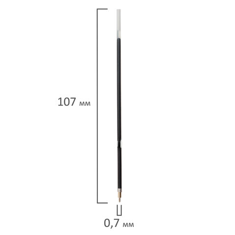 Стержень шариковый масляный BRAUBERG, 107 мм, СИНИЙ, с ушками, игольчатый узел 0,7 мм, линия письма 0,35 мм, 170291