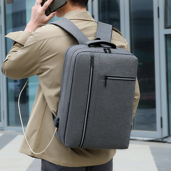 Рюкзак для ноутбука 15.6" Businescase MBP-1059, темно-серый / USB-провод, ремень для переноски на чемодане, кармашек для карточек на ремне, эргономичные ремни и спинка