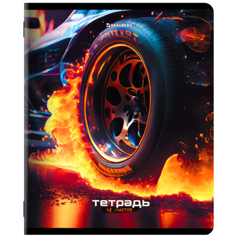 Тетради ДЭК А5 48 л. КОМПЛЕКТ 5 шт. BRAUBERG, скоба, клетка, глянцевый лак, "SPORTS", 404934