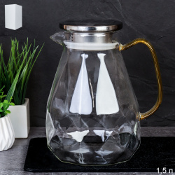 Кувшин 1500 мл стеклянный / LCWJ5903 /уп 36/ Металлическая крышка