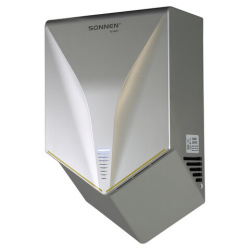 Сушилка для рук ВЫСОКОСКОРОСТНАЯ SONNEN HSD-A1011, 1000 Вт, 90 м/с, IPX4, пластик, серебристая, 701867