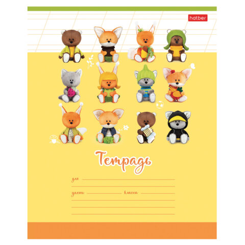 Тетрадь 12л. HATBER косая линия, обложка картон, ЛЕСЯТА (микс в спайке), 12Т5В6