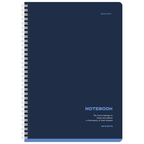 Тетради ДЭК А4 96 л. КОМПЛЕКТ 2 шт. BRAUBERG гребень, клетка, SoftTouch, КЛАССИКА BLUE, 404646