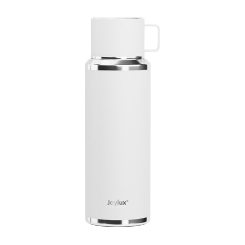Термос 0,75 л JOYLUX (ДЖОЙЛЮКС) ULTRA, нержавеющая сталь SUS316, крышка/кружка, питейник, сито, белый матовый, 700315