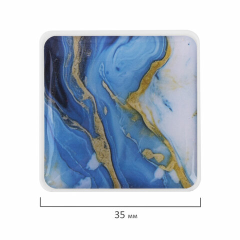 Магниты квадратные стеклянные 35 мм для досок магнитно-маркерных, НАБОР 6 шт., "Мрамор", BRAUBERG Glass, блистер, 272512
