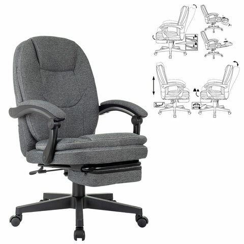 Кресло офисное CH-868MSG-BF, синхромеханизм, вибромодуль, подставка для ног, ткань, серое, 1998751