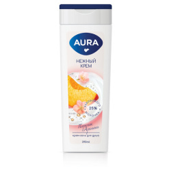 Крем-гель для душа 390 мл, AURA "Нежный крем", 14340