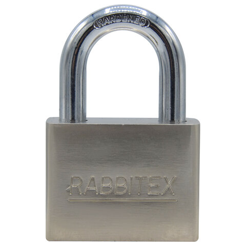 Замок навесной стальной 50 мм "Никель", антикоррозионное покрытие, 4 ключа, RABBITEX (РАББИТЕКС), 671309