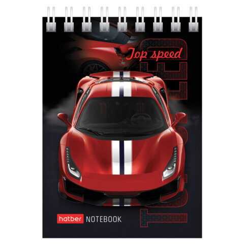 Блокнот МАЛЫЙ ФОРМАТ А7, 60 л., гребень, картон, клетка, HATBER, "АвтоШоу", 066626, 60Б7В1гр
