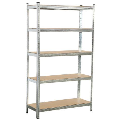Стеллаж металлический BOOMHOUSE (БУМХАУС) безболтовой, 1800x1050x400 мм, 5 полок МДФ, серебристый, 291413
