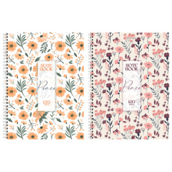 Тетрадь А4, 120 л., BRAUBERG, гребень, клетка, матовая ламинация, "Цветочный паттерн", 405646