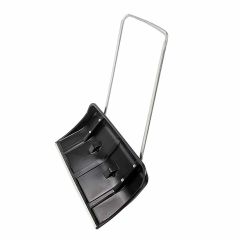 Лопата снеговая 82х45см "СКРЕПЕР" на колесах, пластиковая, высота 120см П-образная металлическая рукоятка, армирующая алюминиевая планка, №8