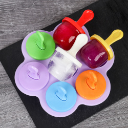 Форма для льда и мороженого 7 ячеек силиконовая / Y-725 /уп 100/ цвет микс/ ПРОМО АКЦИЯ