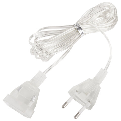 Удлинитель для электрогирлянд 3 м, прозрачный шнур, пакет, ЗОЛОТАЯ СКАЗКА, 592554