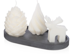 Набор свечей на подставке «New year», Цвет белый, серый