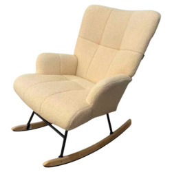Кресло-качалка BRABIX Rock LC-310, фактурная ткань букле (экомех), кремовое, 533150