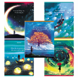 Тетради КОМПЛЕКТ 5 шт., А5, 96 л., BRAUBERG скоба, клетка, глянцевый лак, "Dream World", 404402