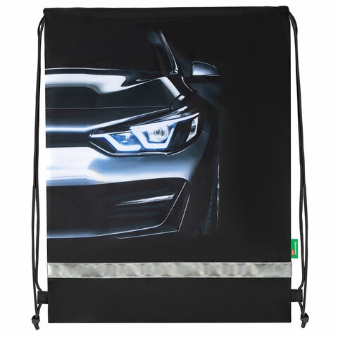 Мешок для обуви BRAUBERG KIDS, светоотражающая полоса, 46х36 см, "Dark car", 273439