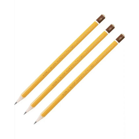 Карандаши чернографитные KOH-I-NOOR "1580", НАБОР 3шт., HB, без резинки, заточенные, блистер, 15800HB001BL