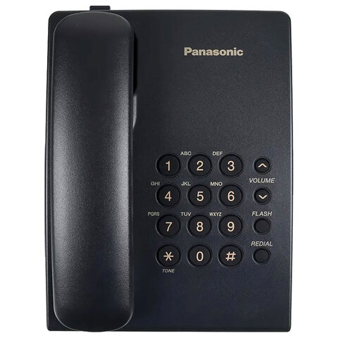 Телефон PANASONIC KX-TS2350RUB, черный, повторный набор, тональный/импульсный режим