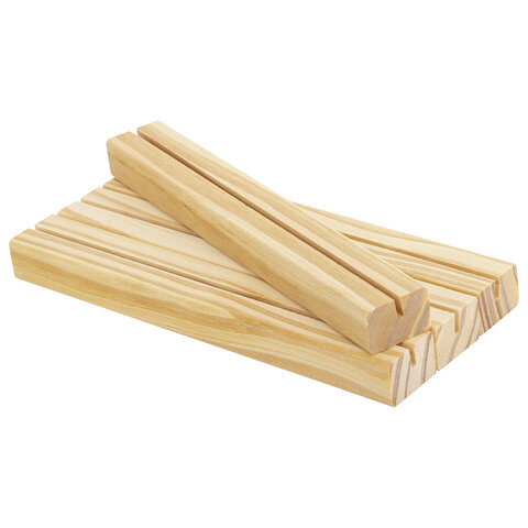 Ценникодержатель деревянный (ценники, реклама, фото) 21х3х2 см, КОМПЛЕКТ 4 шт., BRAUBERG, 291315