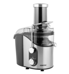 Соковыжималка CENTEK CT-1212, 1200 Вт, стакан 1,1 л, емкость для жмыха 1,7 л, металл, сталь/черный