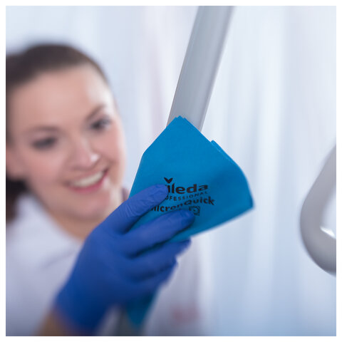 Салфетки VILEDA "МикронКвик" КОМПЛЕКТ 5 шт., микроволокно, синий, 38х40 см, 170635