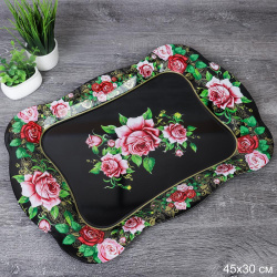 Поднос прямоугольный 44х30 металл Эмаль Розы/ BPS-530 /уп 100/0,32