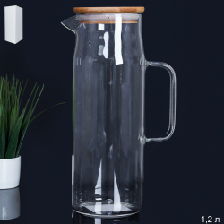 Кувшин 1200 мл стеклянный / LCTP269 /уп 40/ Бамбуковая крышка