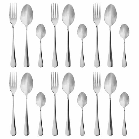 Набор столовых приборов STANDARD 18 шт., 6 персон серебристый нержавеющая сталь, гофрокартон, DASWERK, 881141, 609074