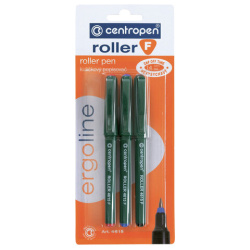 Ручки-роллеры 3 ЦВЕТА CENTROPEN, корпус зеленый, узел 0,5 мм, линия письма 0,3 мм, 4615/3, 3 4615 0302